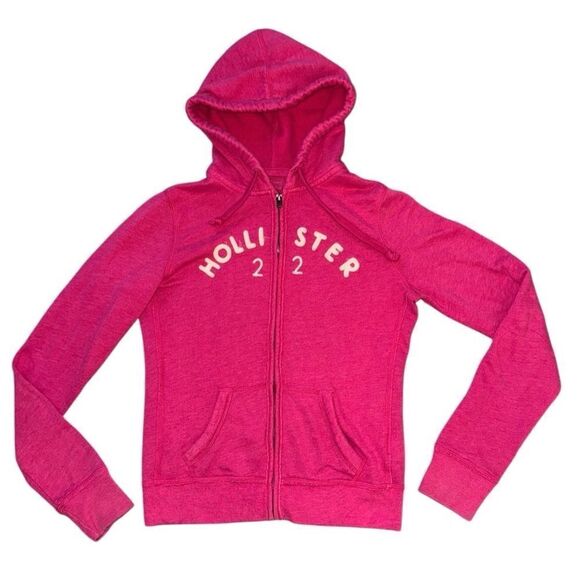 Hollister Co. Women's Pink Zip Up Hoodie Jacket Size Medium - Picture 1 of 5